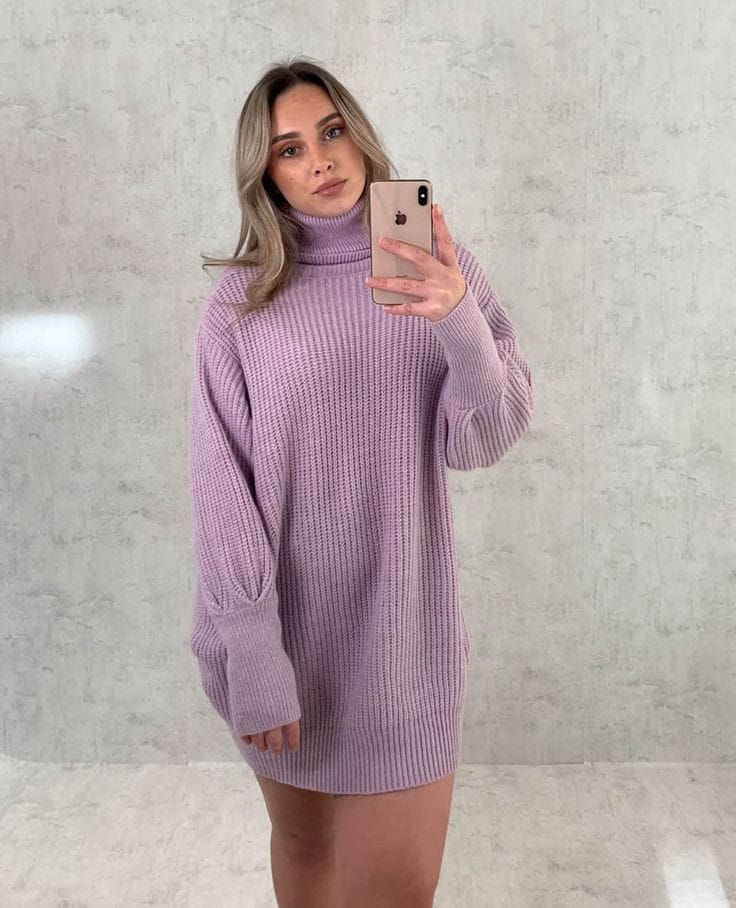  Light  Purple Chunky Knit Dress