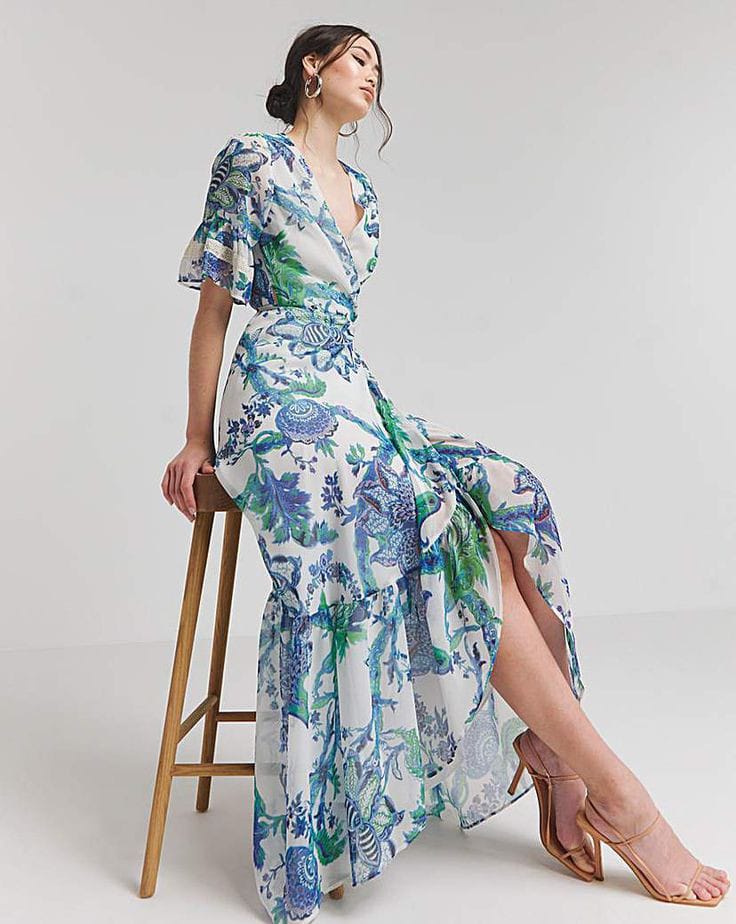 Floor-Length Formal Wrap Dress