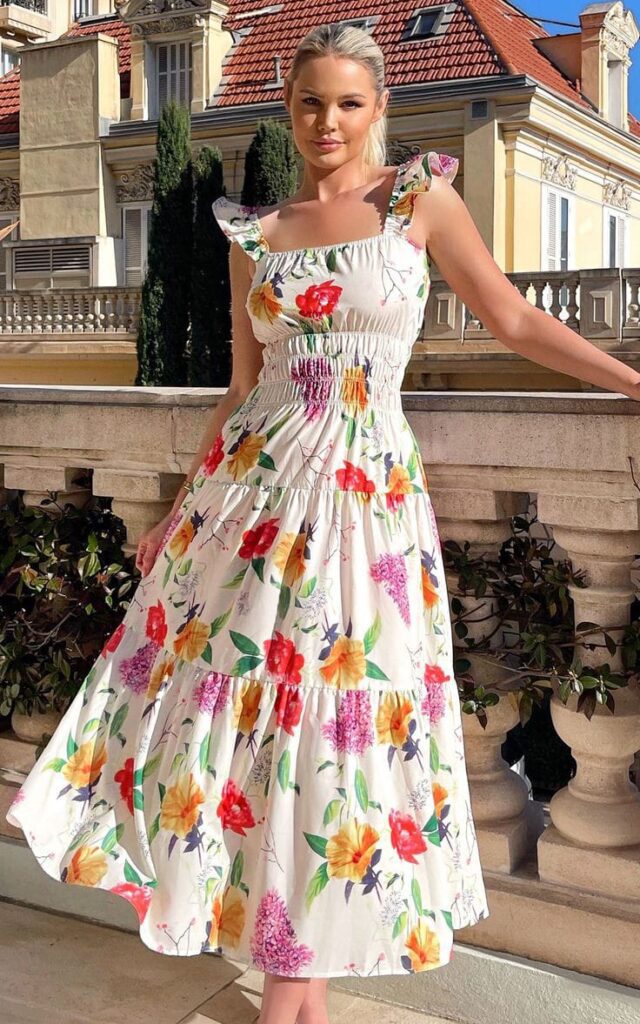 Tiered Spring Floral Maxi Dress