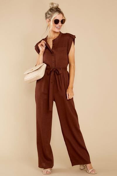  Pastel Brown Jumpsuit with Sandals