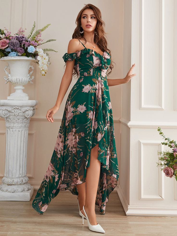 Romantic Floral High-Low Dress