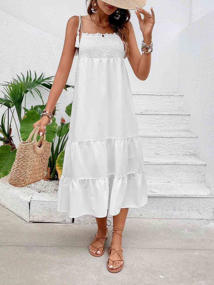  Elegant White Tiered Dress