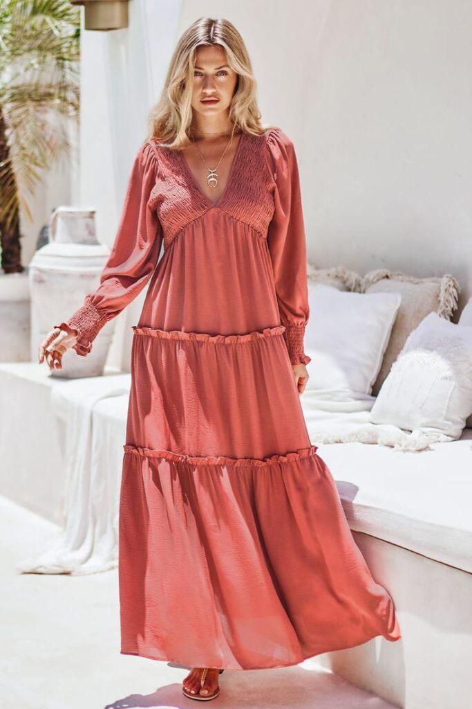 Summer Boho Maxi Dress with Ruffled Hem