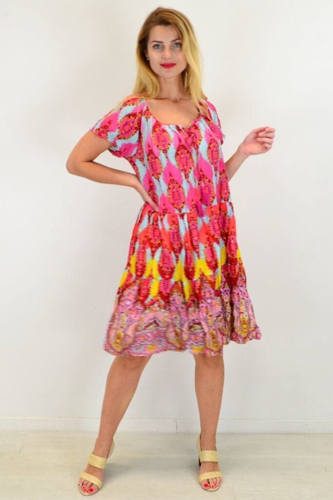 Brightly Colored Cotton Shift Dress