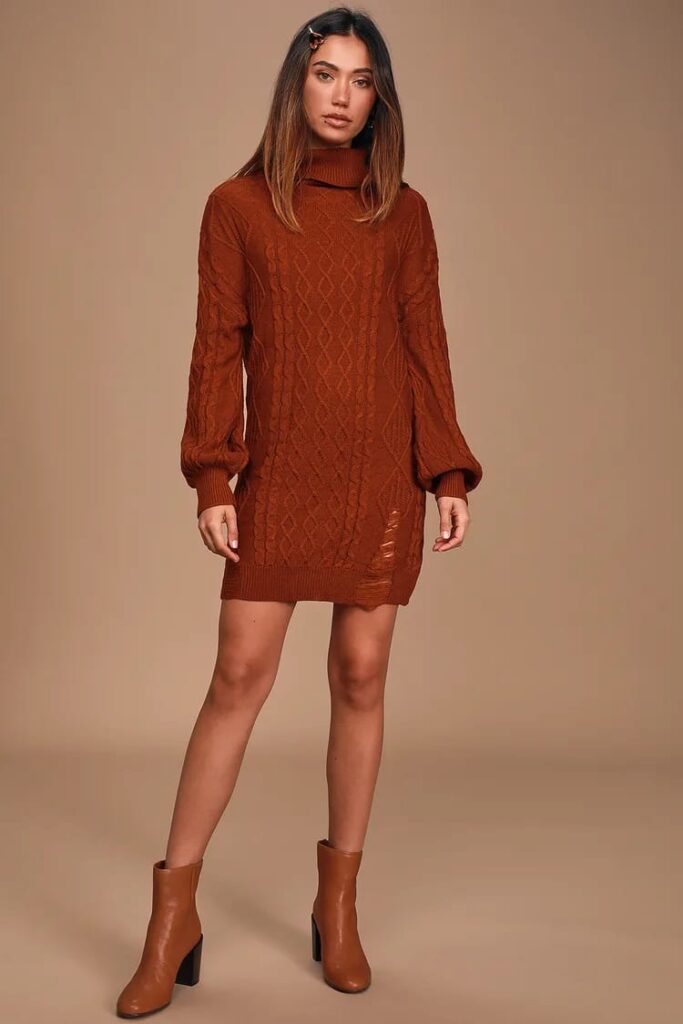 Rust Chunky Knit Dress