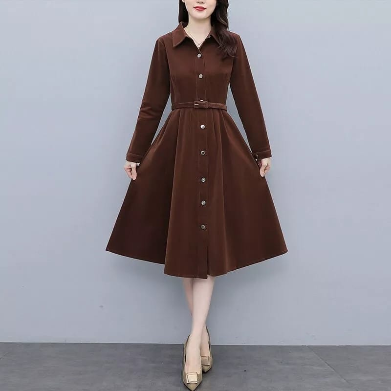 Corduroy Fit and Flare Dress