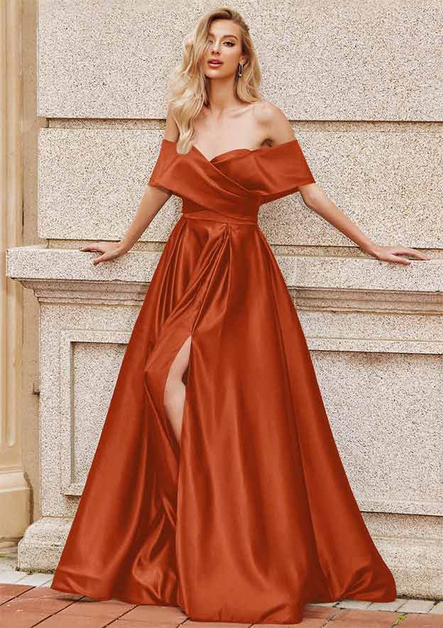 Off Shoulder Rust Dress