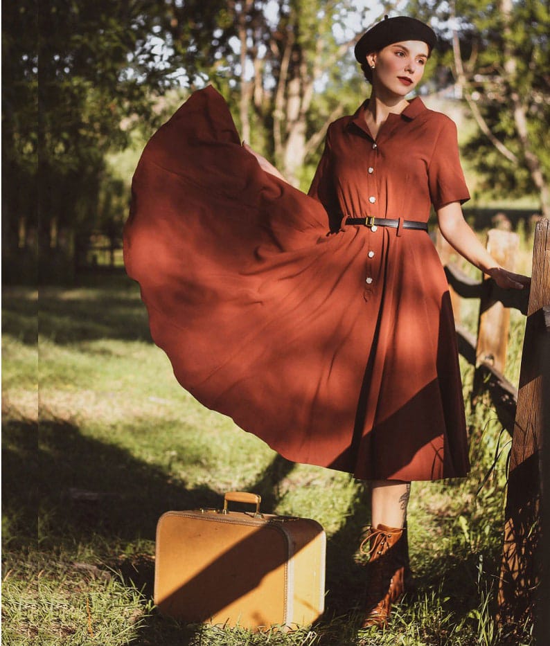 Vintage-Inspired Rust Dress