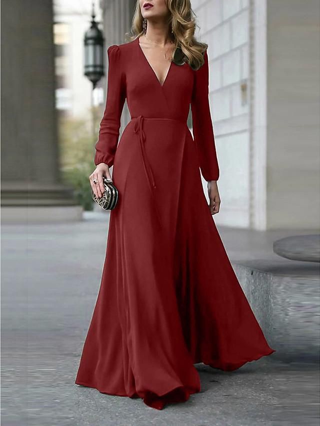 Burgundy A-Line Dress