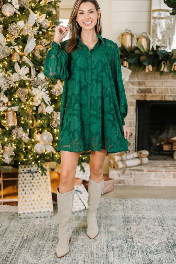 Emerald Green Floral Dress