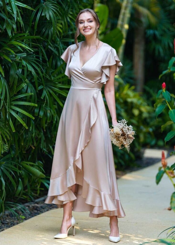 Chic Satin Wrap Bridesmaid Dresses