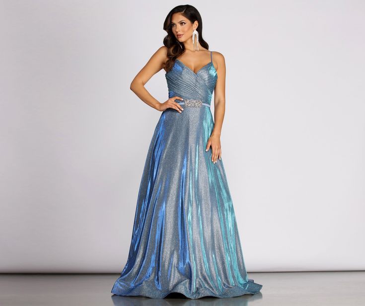 Wedding Ice-Cool Blue Dress with Metallic Accents