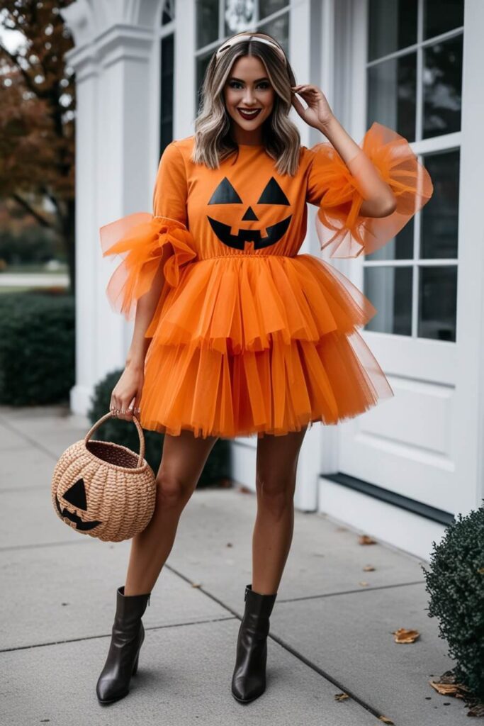 Pumpkin Tulle Skater Dress