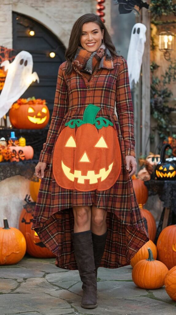 Pumpkin and Plaid Flannel Dress