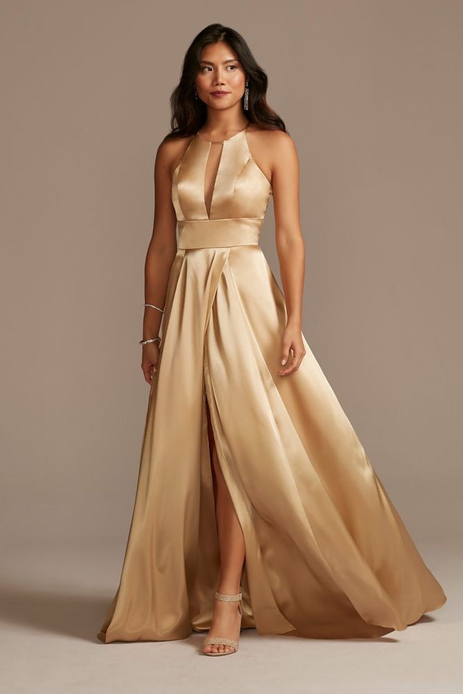 Glamorous Satin Keyhole Bridesmaid Dresses