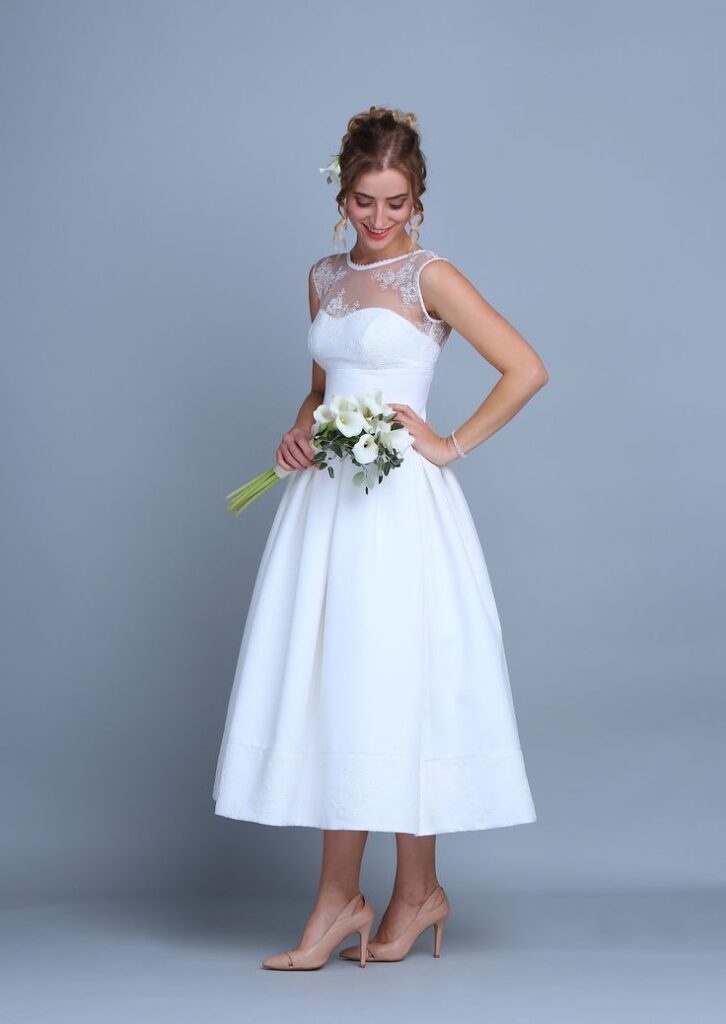 White Wedding Tea-Length Dress