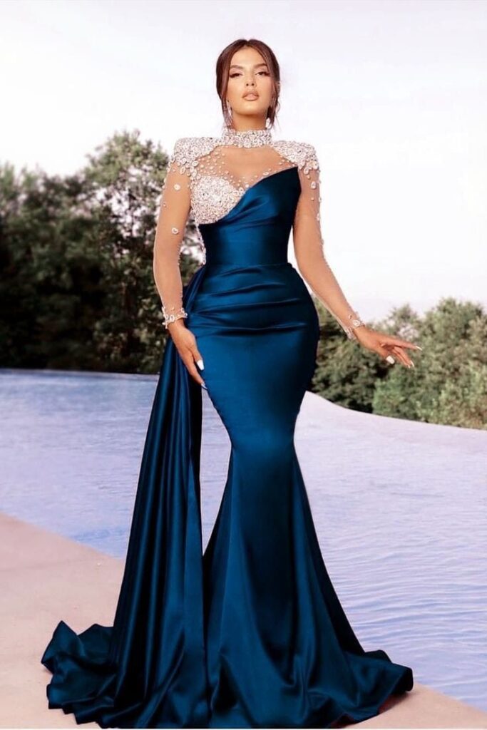 Wedding Midnight Blue Mermaid Gown