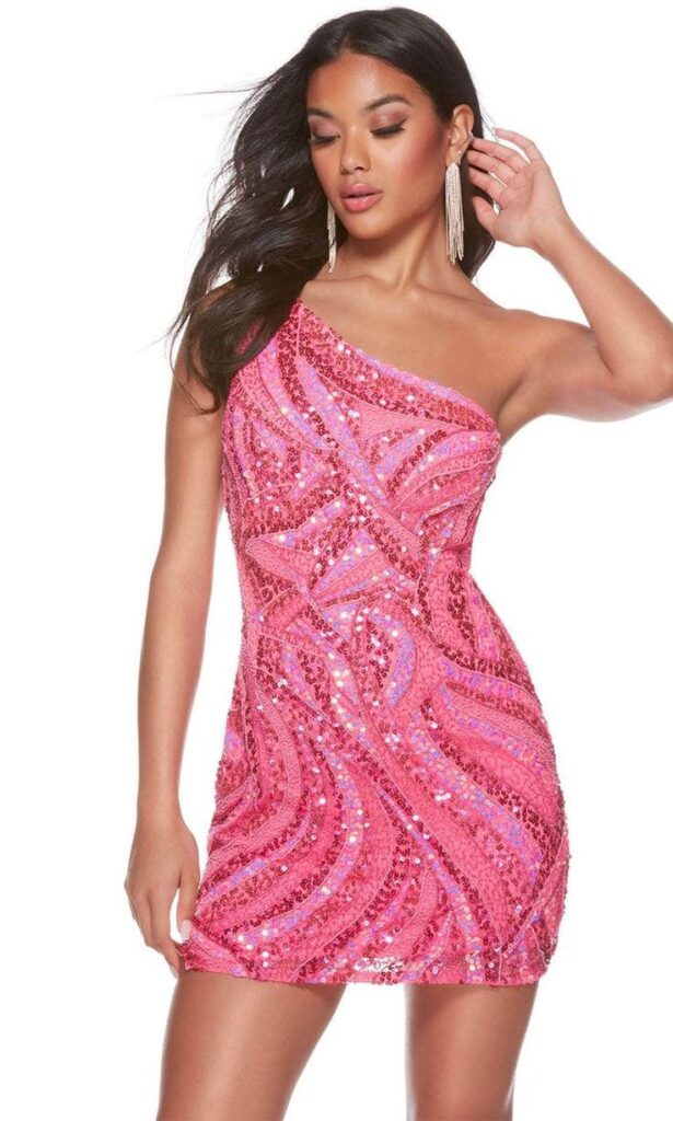 Pink One-Shoulder Cocktail Dresses