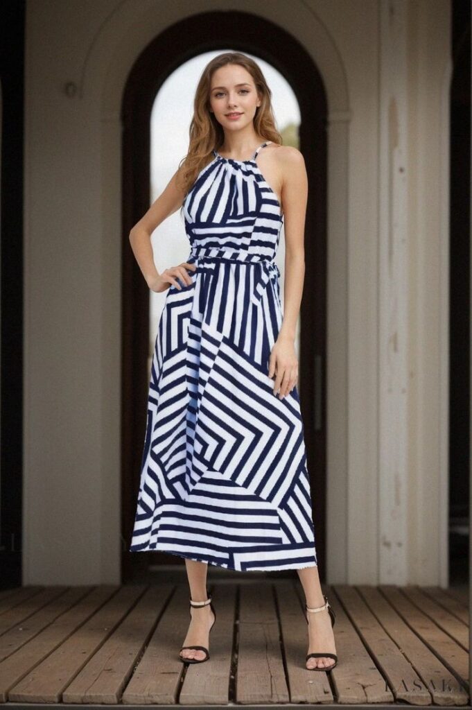 Geometric Print Maxi Dress