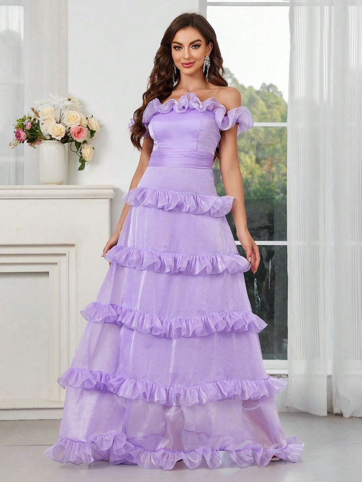 Flirt with Fun in a Playful Purple Ruffle Dress