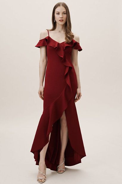 Make a Statement with a Dramatic Burgundy Ruffle Dress