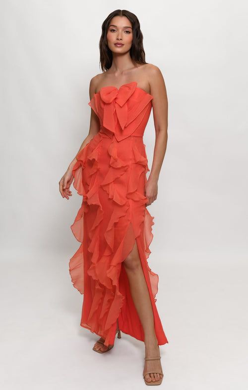 Fresh Vibes with a Stylish Coral Ruffle Dress